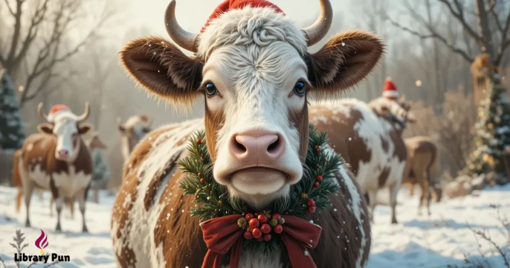 Christmas Cow puns Social Media